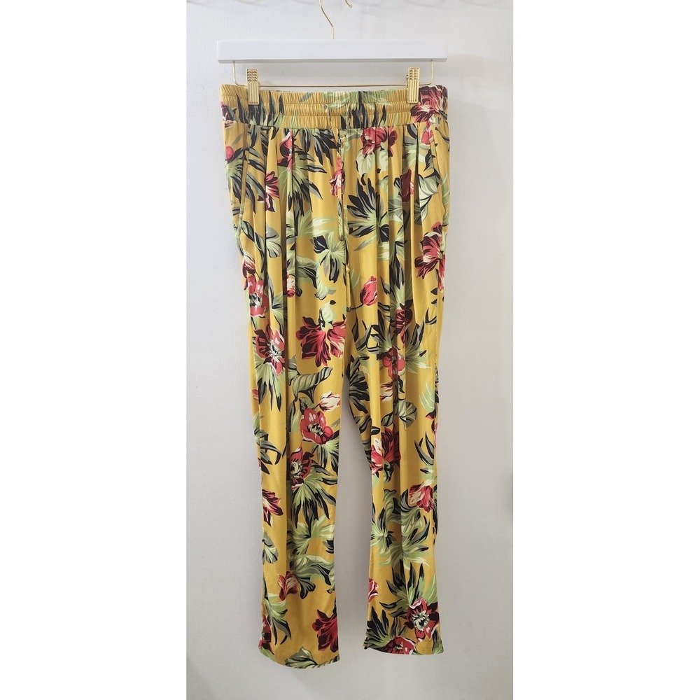 Lenny Niemeyer Tropical Floral Print Viscose Pants Yellow High Rise Petite PP